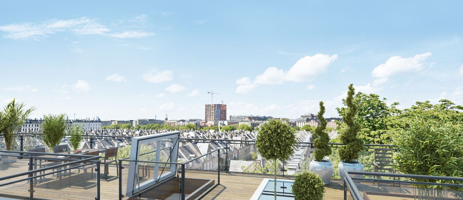 Tagterrasse med udsigt over København